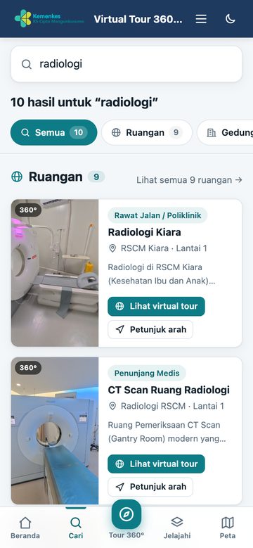 Halaman hasil pencarian — tampilan ponsel