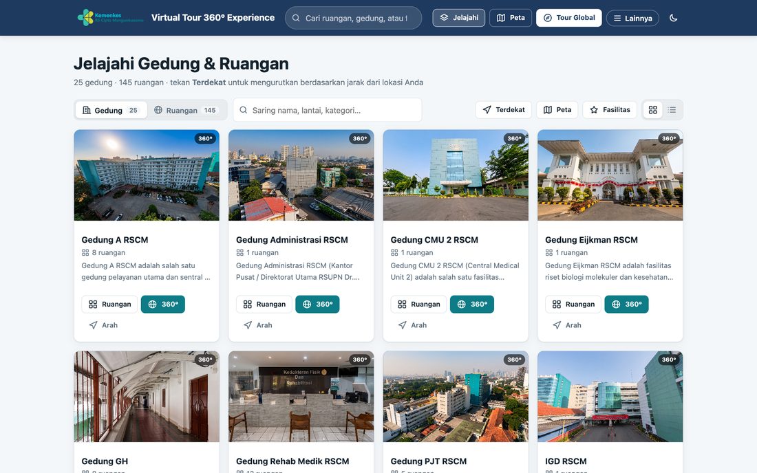 Daftar lengkap gedung & ruangan — tampilan komputer