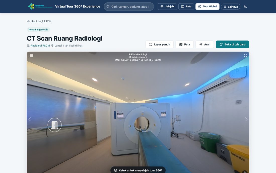 Melihat ruangan dalam 360° — tampilan komputer